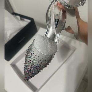 Nine West forever ankle strap pumps with colored rhinestones